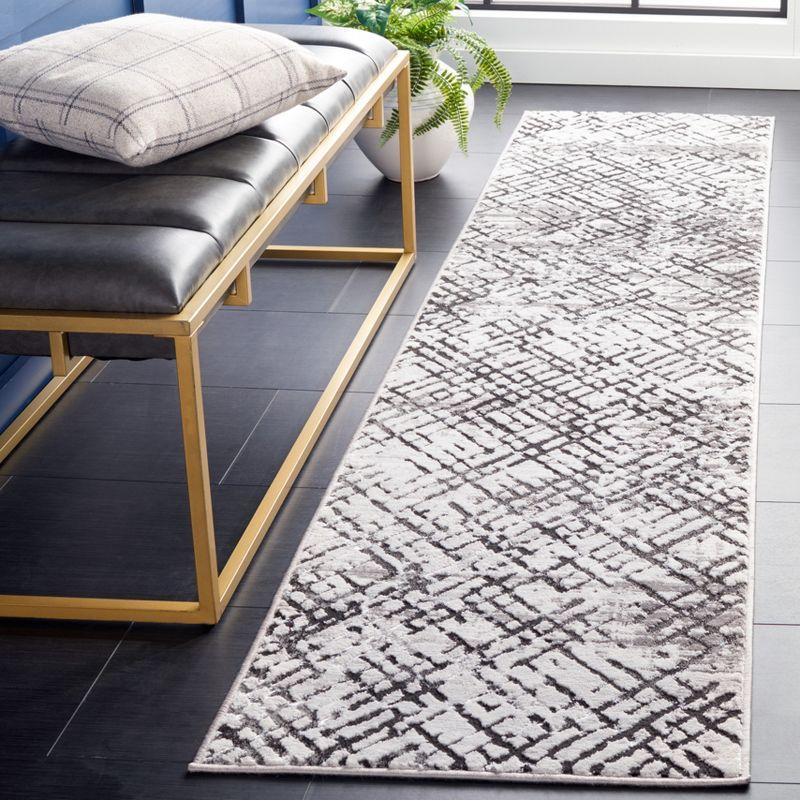 Amelia Contemporary Gray Hand-Knotted Synthetic Area Rug - 2' x 8'