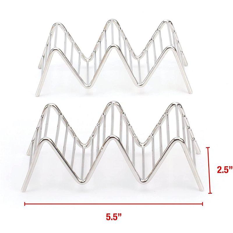 2 Lb Depot Premium Stainless Steel Stackable Taco Holders - Holds 2-5 Hard or Soft Tacos, Five Styles Available - Set of 2
