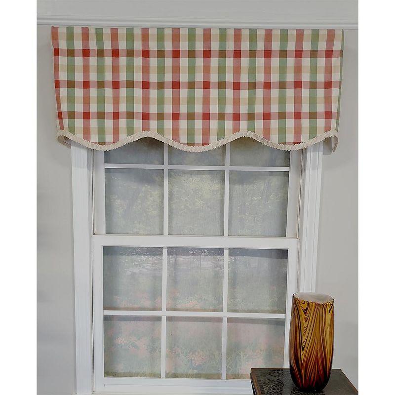 Multi-Color Checkered Cotton 50'' Window Valance with Scalloped Edge