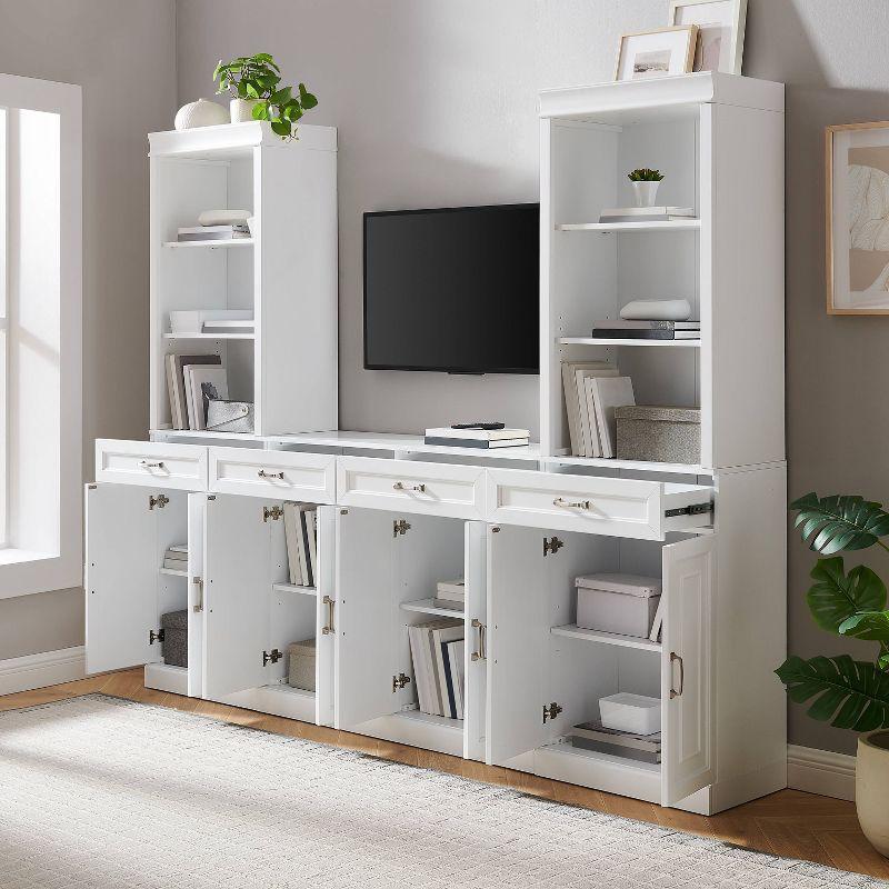 78" Crosley Stanton 3pc Sideboard And Storage Bookcase Set White: Traditional Farmhouse Design, Ample Organizational Space