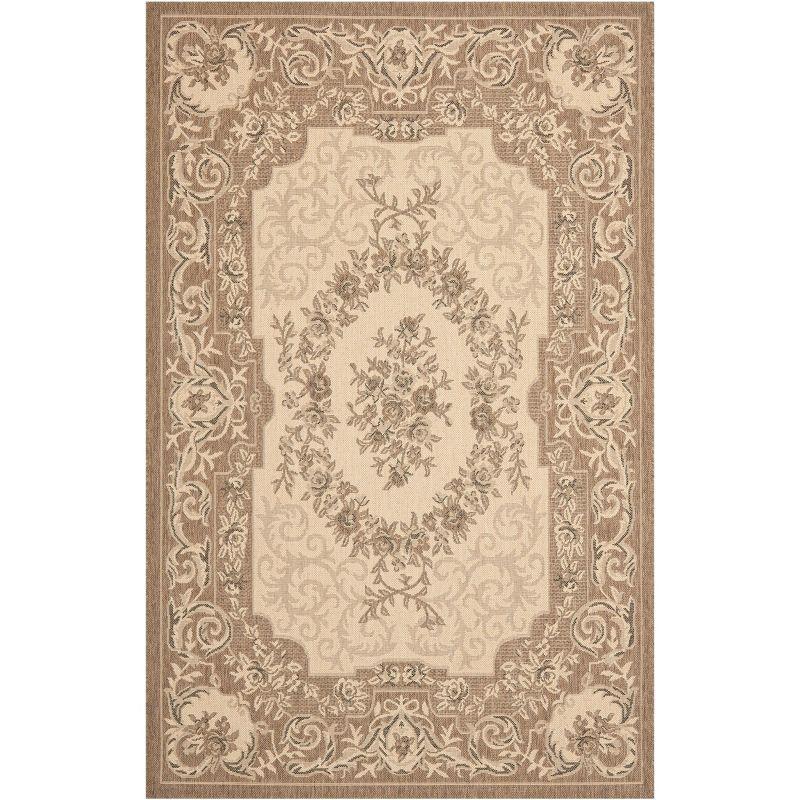 Courtyard CY7208 Power Loomed Indoor/Outdoor Area Rug - Creme/Brown - 6'7"x9'6" - Safavieh.
