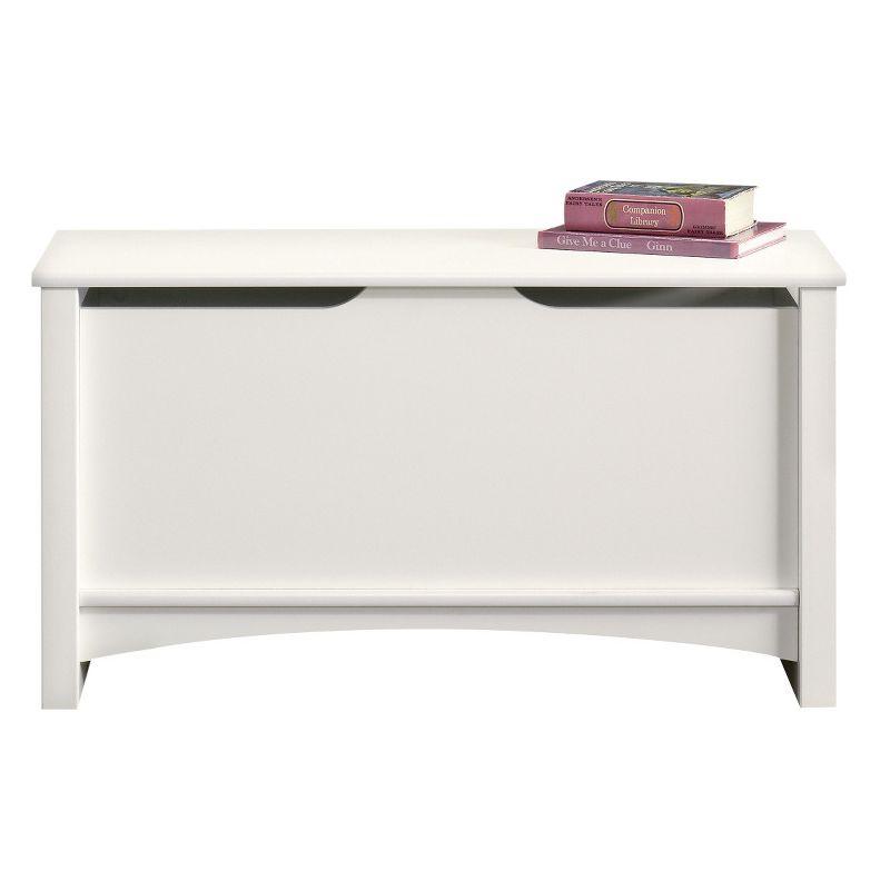 Soft White Wooden Storage Chest with Lid Stay Safety