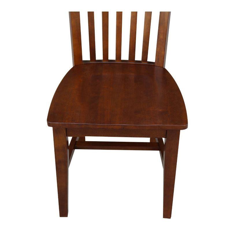 Tall Brown Wood Slat Back Dining Side Chair