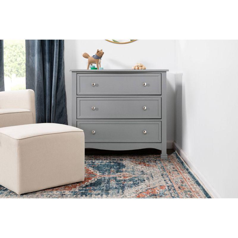 Kalani Gray 3-Drawer Nursery Dresser with Curved Details