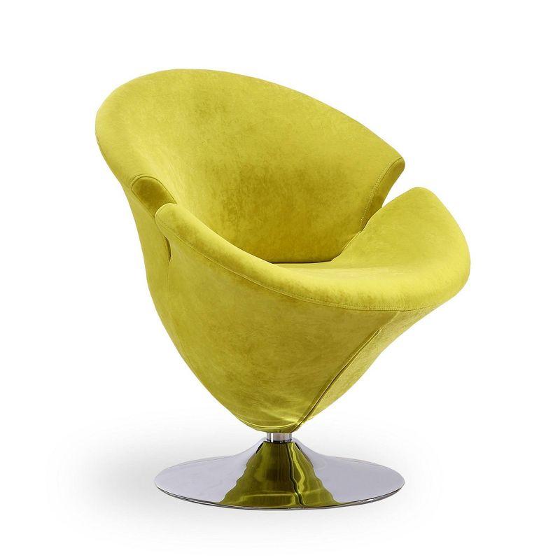 Blossom Unfolding Green Velvet Barrel Swivel Accent Chair