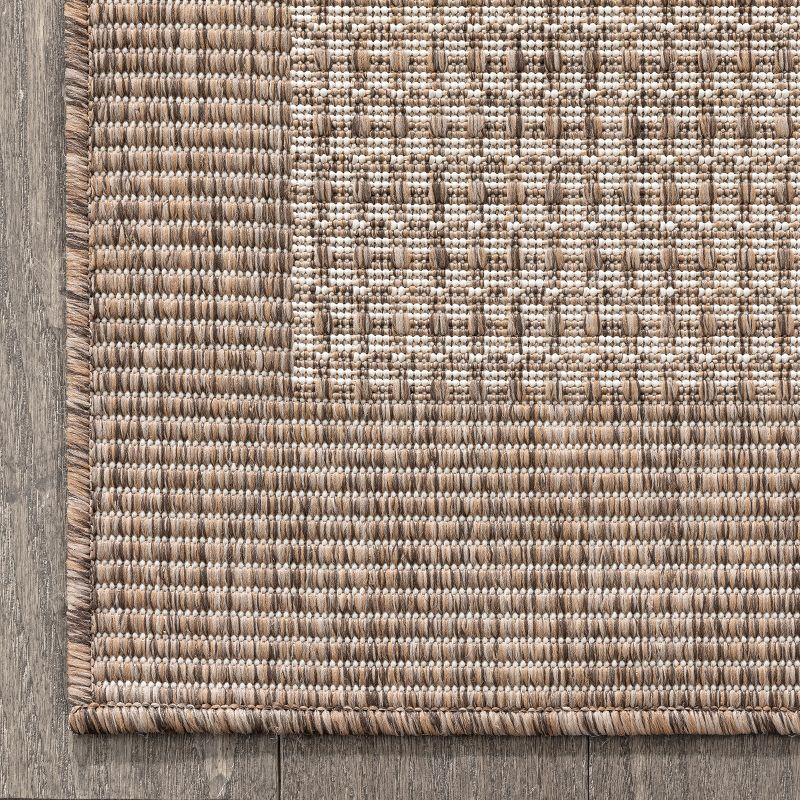 Well Woven Medusa Odin Solid Color Striped Border Indoor/Outdoor Ivory Flatweave Rug