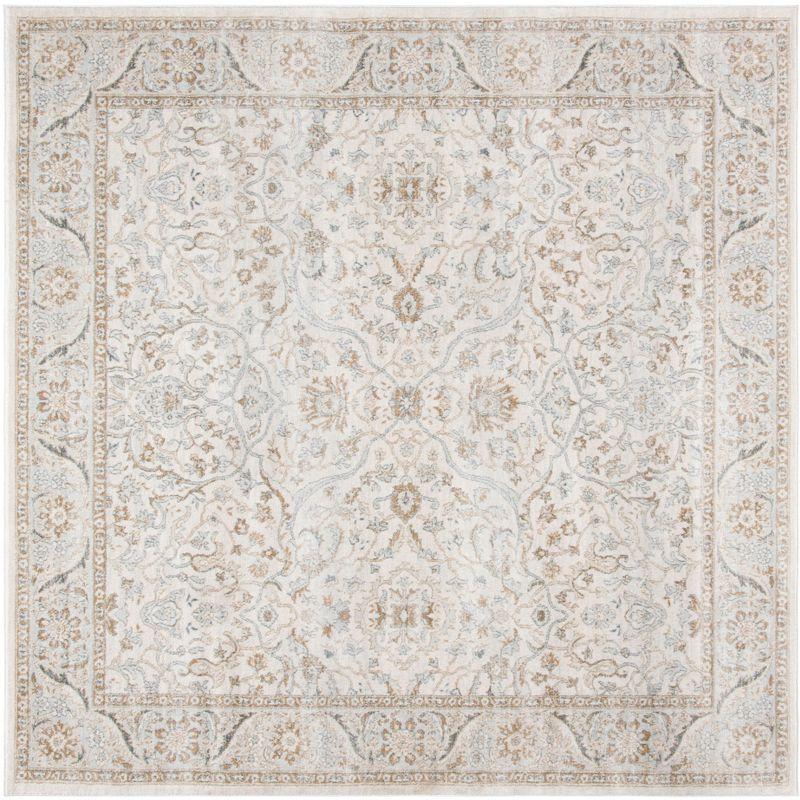 Isabella Cream Beige Hand-Knotted Square Synthetic Rug 4'x4'