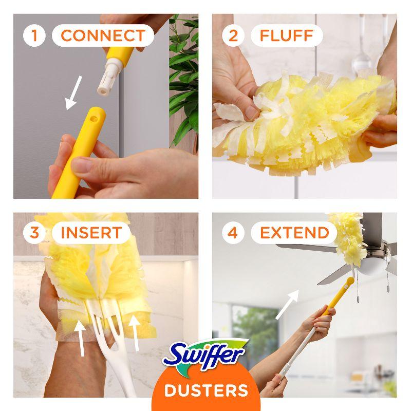 Swiffer Dusters Heavy Duty Super Extendable Handle Dusting Kit(Extension Pole, Extendable Handle,4 Duster Refill) - 4ct