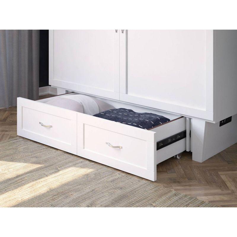 Queen Monroe Murphy Bed Chest with Memory Foam Mattress & USB Charger - AFI