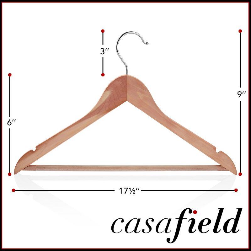 Casafield Red Cedar Wooden Suit Hangers with Non-Slip Bar and Swivel Hook