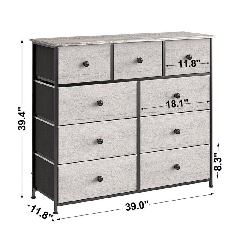 Dark Taupe 9-Drawer Steel Frame Organizer Chest with Waterproof Top