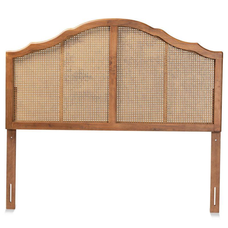 Iris Vintage Wood and Synthetic Rattan Arched Headboard Walnut - Baxton Studio