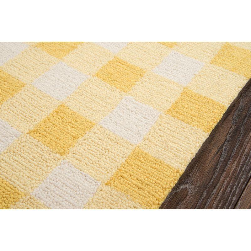 Vibrant Yellow Geometric Hand-Hooked Rectangular Rug