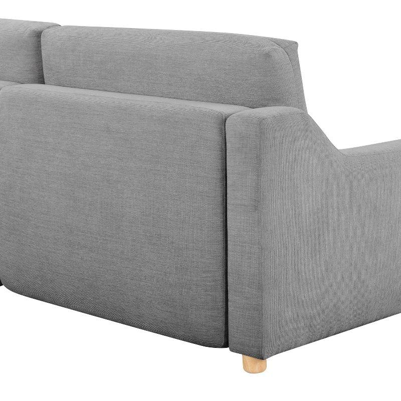 Gray Queen Convertible Sleeper Sofa with Natural Wood Legs