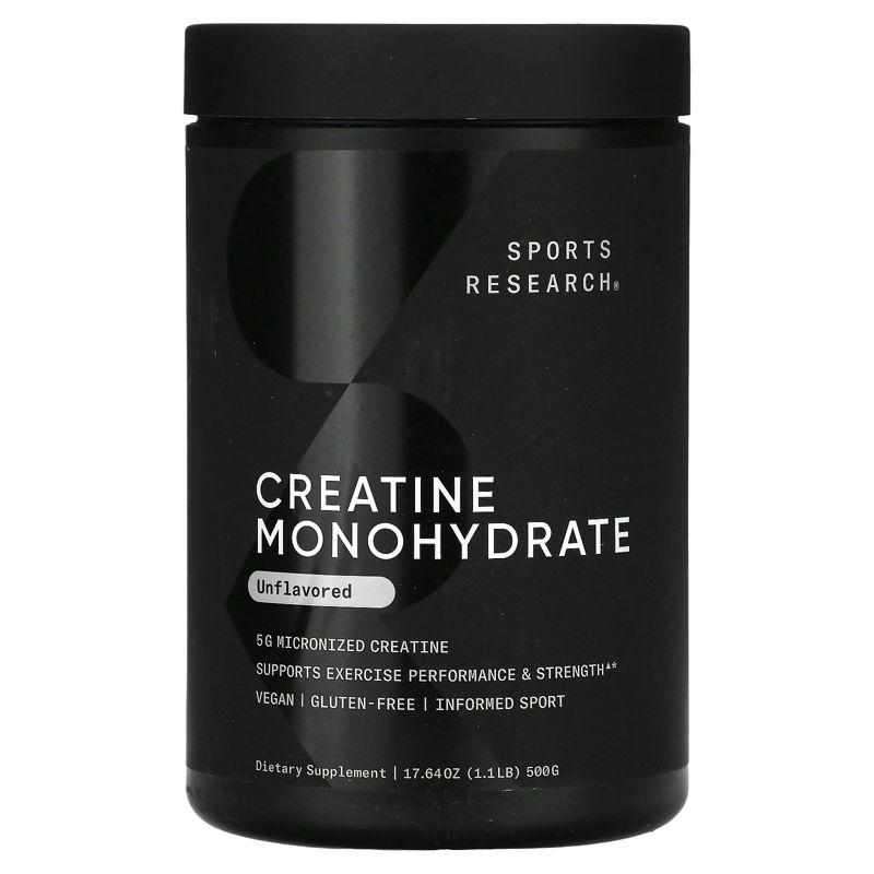 Sports Research Creatine Monohydrate, Unflavored, 1.1 lb (500 g)