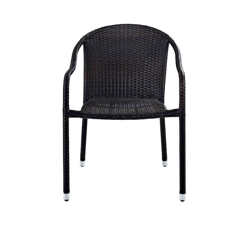 Palm Harbor 4pk Outdoor Wicker Stackable Chairs - Brown - Crosley: Weather-Resistant Steel Frame Patio Seating