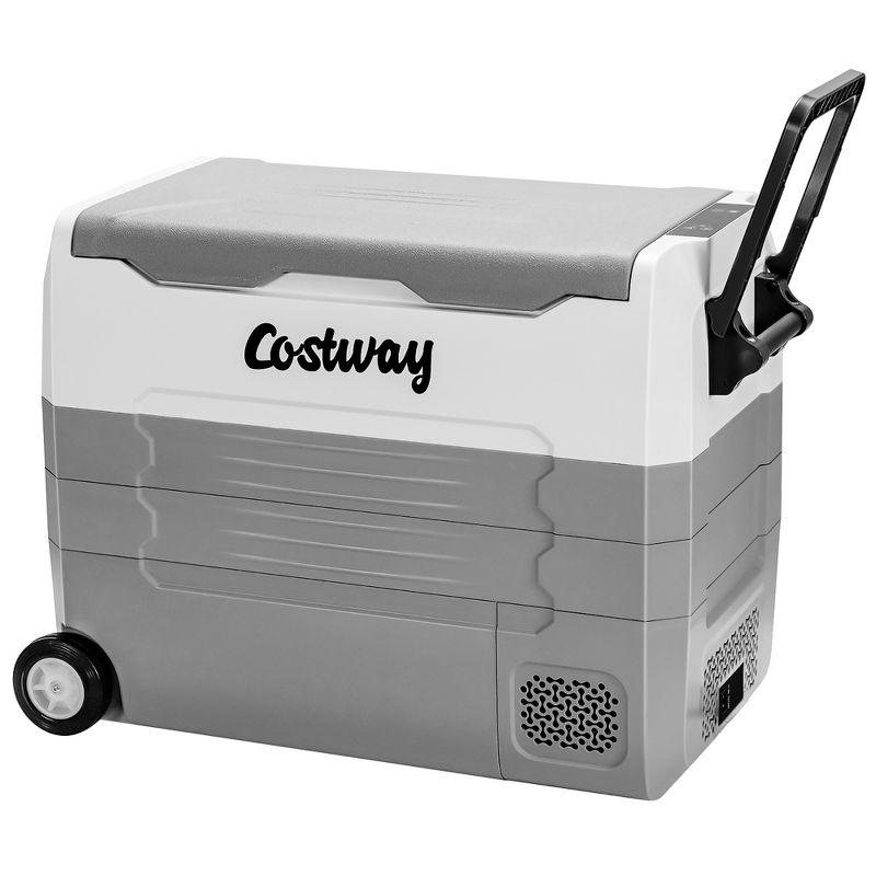 Costway 58 Quarts Car Refrigerator Portable RV Freezer Dual Zone w/ Wheel Orange\Black\Gray