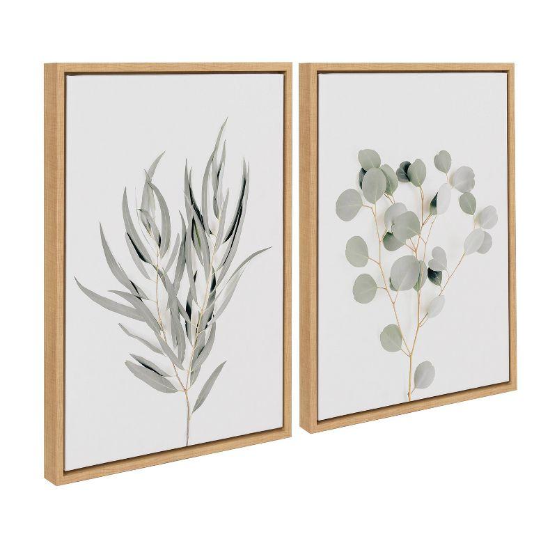(Set of 2) 18" x 24" Sylvie Neutral Botanical 1 and 2 Framed Canvas Set Natural - Kate & Laurel All Things Decor: Modern Vertical Wall Art