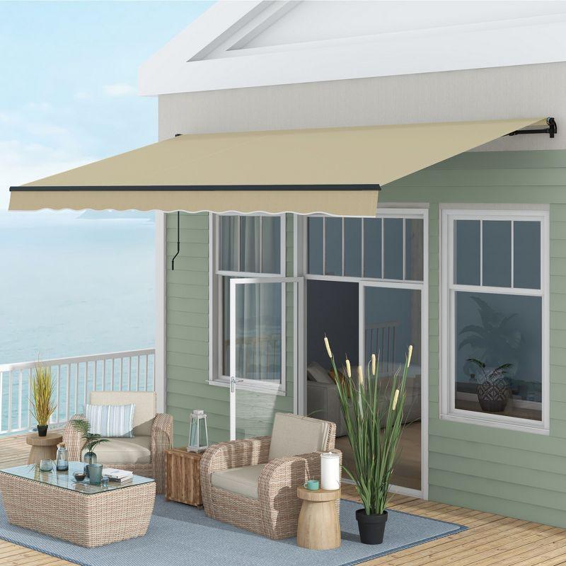 Outsunny 156'' W x 59'' D Polyester Cover Retractable Patio Awning