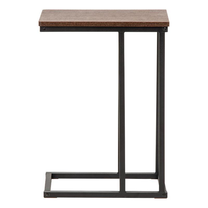 IRIS USA C-Shape Wood and Metal Side Accent Table, Brown