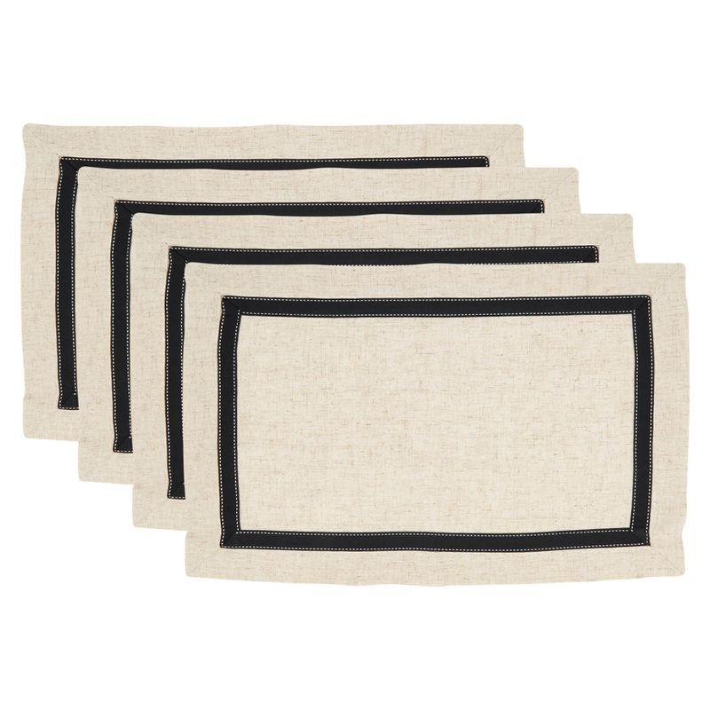 Saro Lifestyle Grosgrain Accent Placemat (Set of 4), Black, 14"x20"