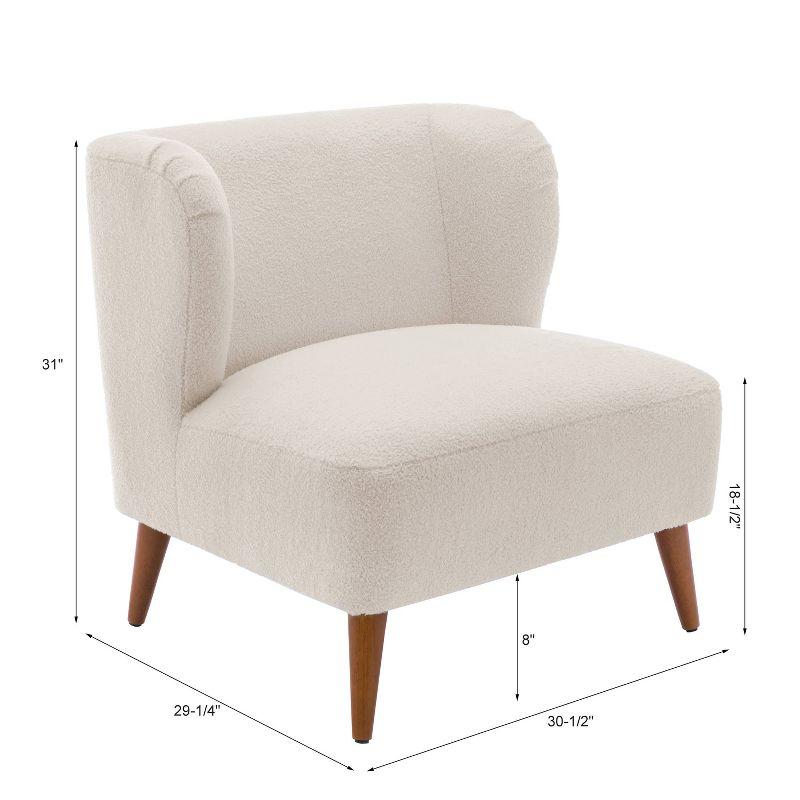 Comfort Pointe Vesper Boucle Accent Chair Milky White: Armless, Wingback, Wood Legs, Foam Cushion
