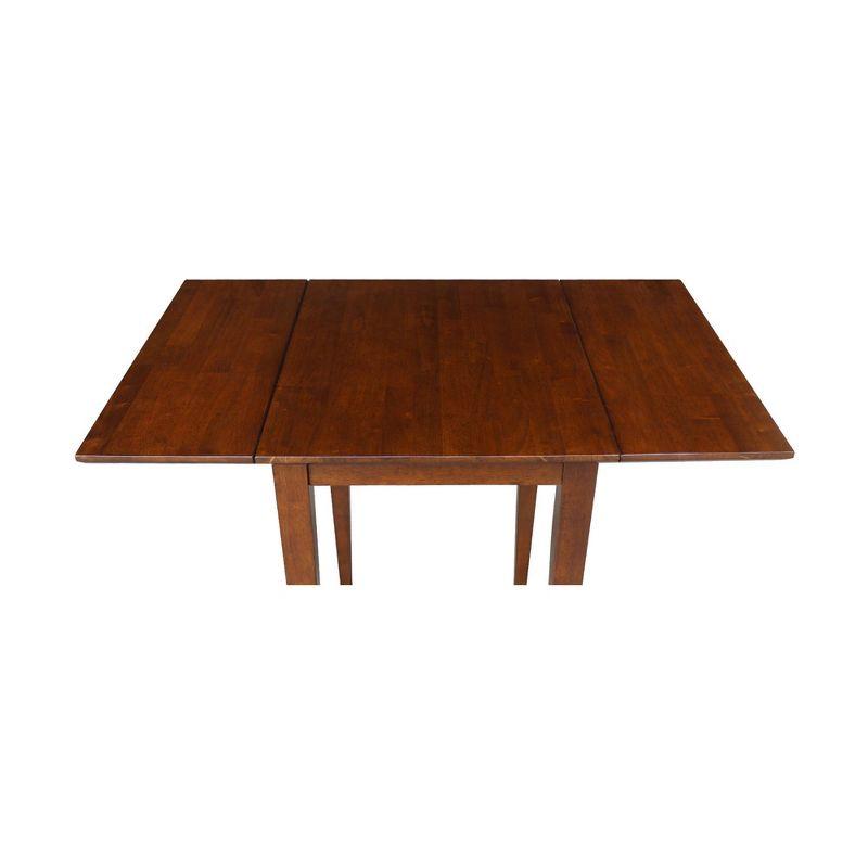 Tate Drop Dining Table Espresso - International Concepts: Hardwood, Dual 9" Leaves, Seats 4