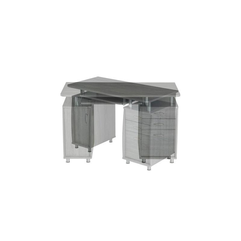 Gray Rectangular Workstation Desk with Storage and Keyboard Tray