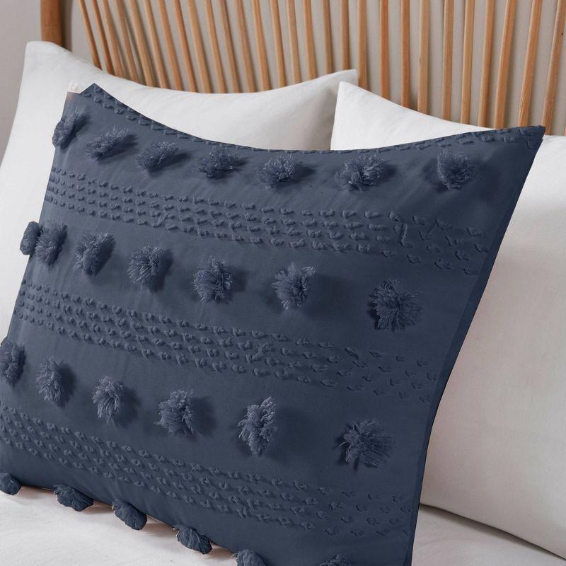 Navy Twin Down Alternative Microfiber Comforter Set with Pom Poms