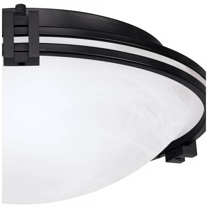 Possini Euro Design Modern Ceiling Light Flush Mount Fixture 16 3/4" Wide Oil Rubbed Bronze 3-Light Marbleized Glass Bowl for Bedroom Kitchen Hallway