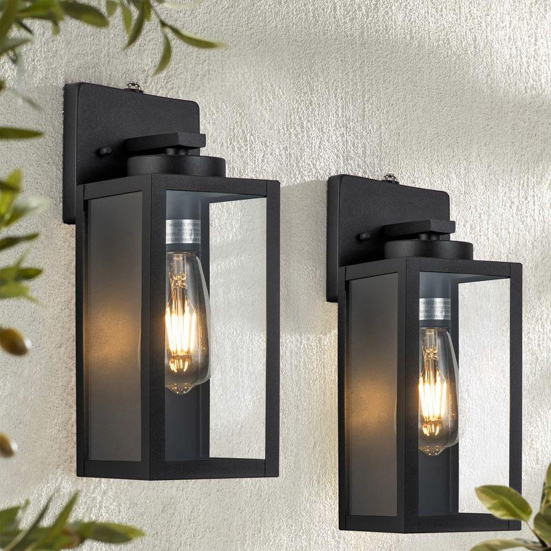 Matte Black Rectangular Outdoor Wall Sconce with Dusk to Dawn Sensor