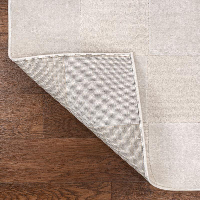 JONATHAN Y Thea Modern Geometric Checkerboard High-Low White/Cream 3 ft. x 5 ft. Area Rug