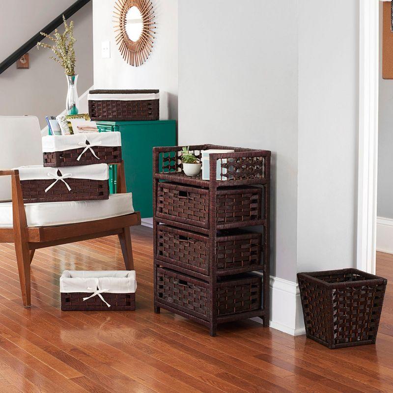 Woven 3 Drawer Chest with Cutout Handles, Paper Rope Stained