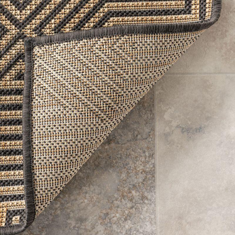 Nuloom Kelsey Geometric 7x9 Indoor/Outdoor Area Rug for Living Room Patio Deck Front Porch Kitchen, Charcoal/Brown