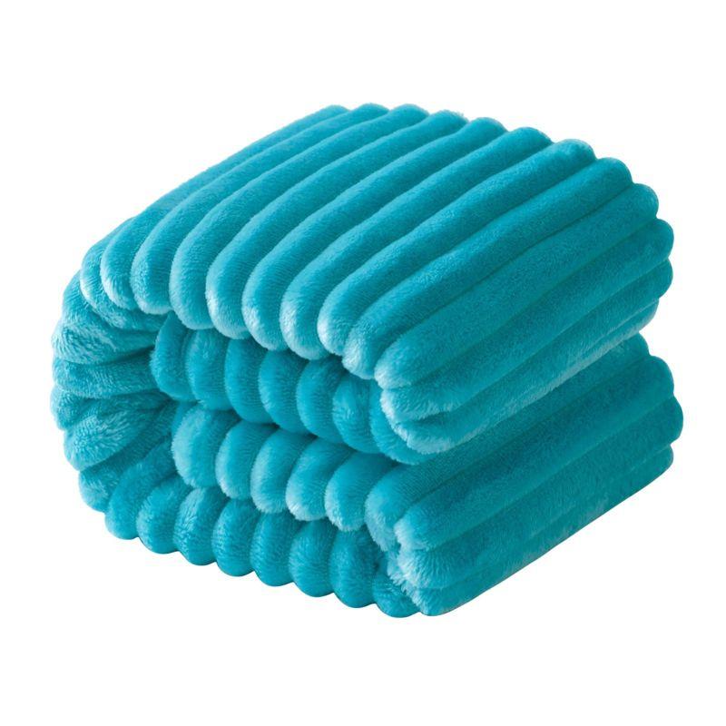 Plush Flannel Blanket, Soft and Warm Bed Blanket with Striped Texture, 50x60 Inches, Light Purple - NTBAY