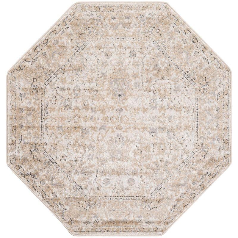 Unique Loom Portland Collection Area Rug - Central (5' 3" Octagon Ivory/Gray)