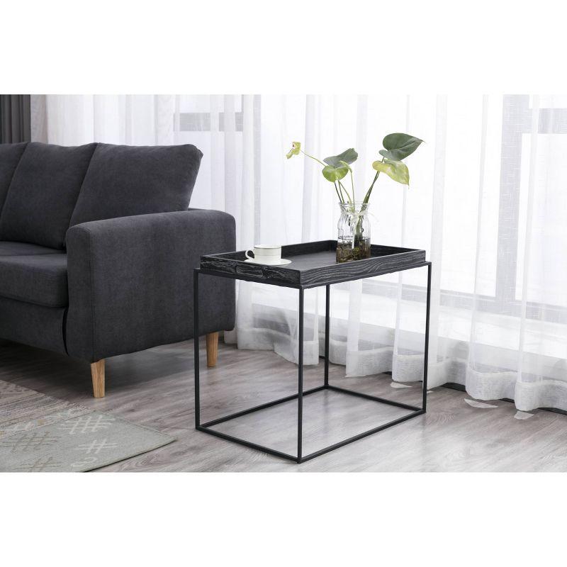 Burnham Home Highlands End Table Dark Gray - Boraam: Removable Tray Top, Metal Base, No Assembly Required