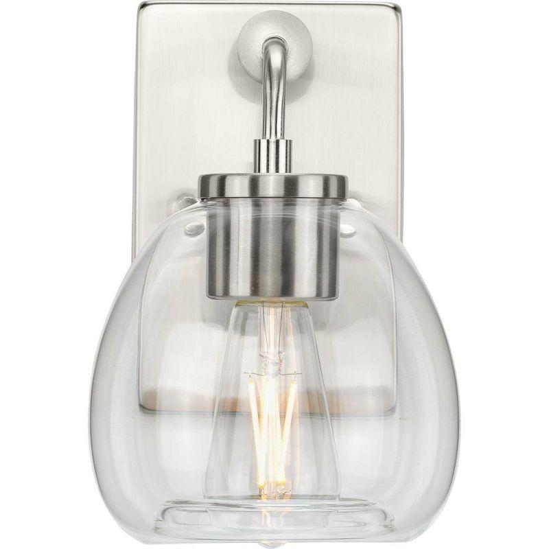 Progress Lighting Caisson 1-Light Bath Vanity Light, Brushed Nickel, Clear Glass Shade