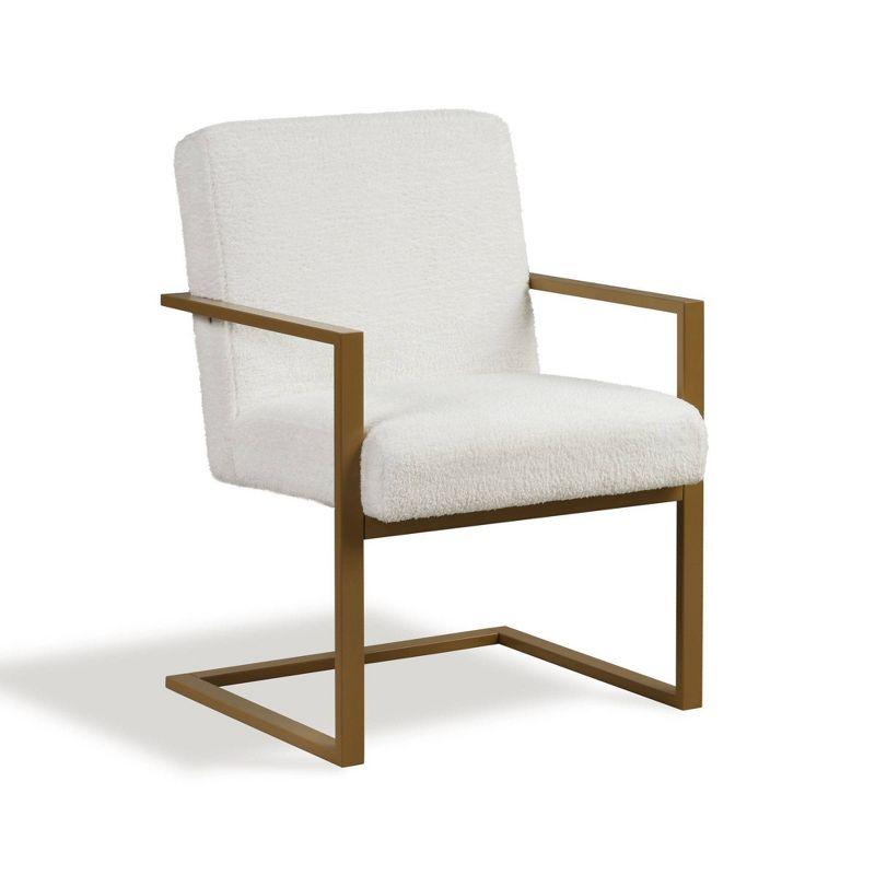 Modern Glam 27" Cream Fabric Accent Chair with Gold Metal Legs