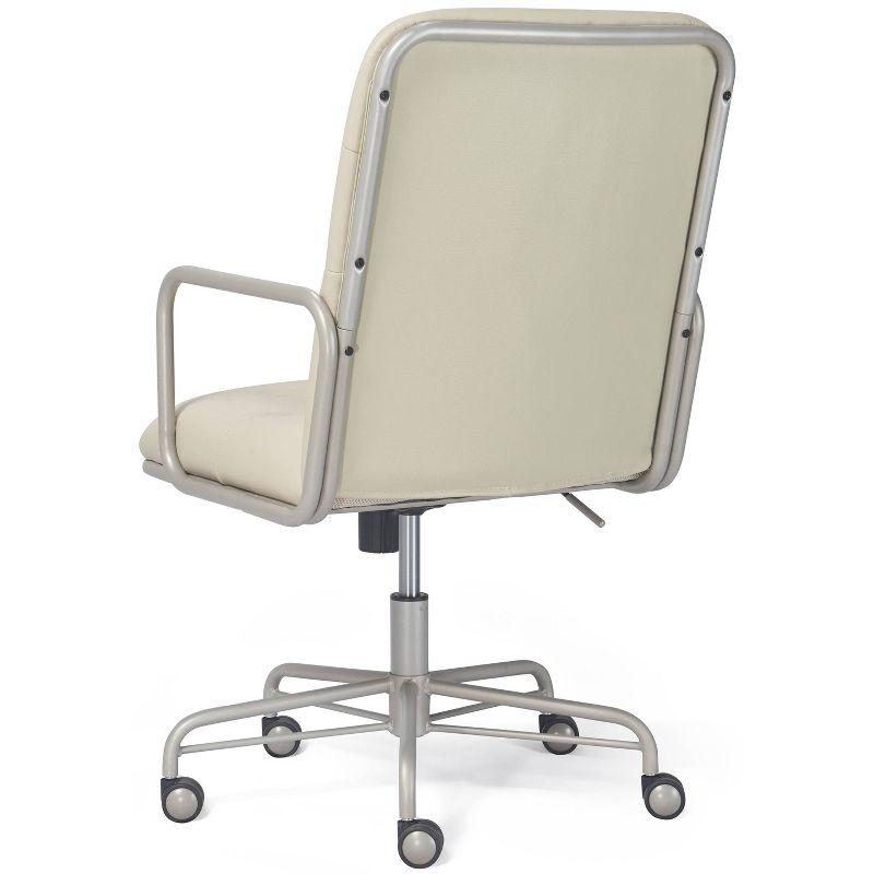 Ivory White Executive Leather Swivel Chair with Metal Frame