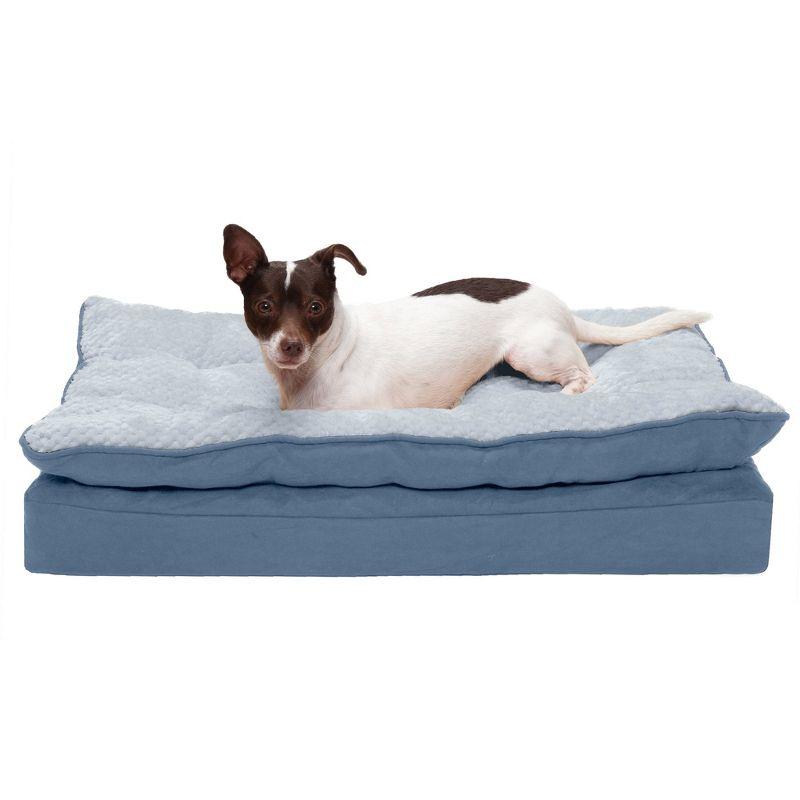 Medium Stonewash Blue Faux Mink Fur Orthopedic Dog Bed