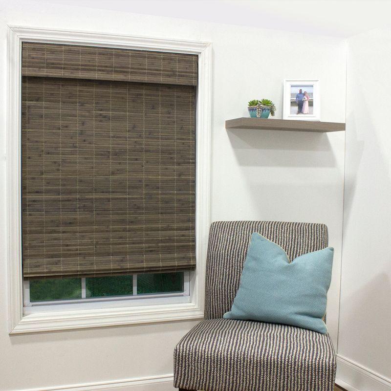 Radiance Brooklyn 27-in Cordless Driftwood Bamboo Roman Shade