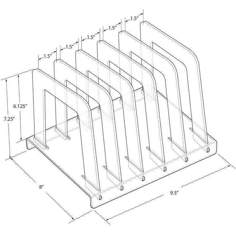 Clear Acrylic File Sorting Desk Organizer with Five Section Dividers