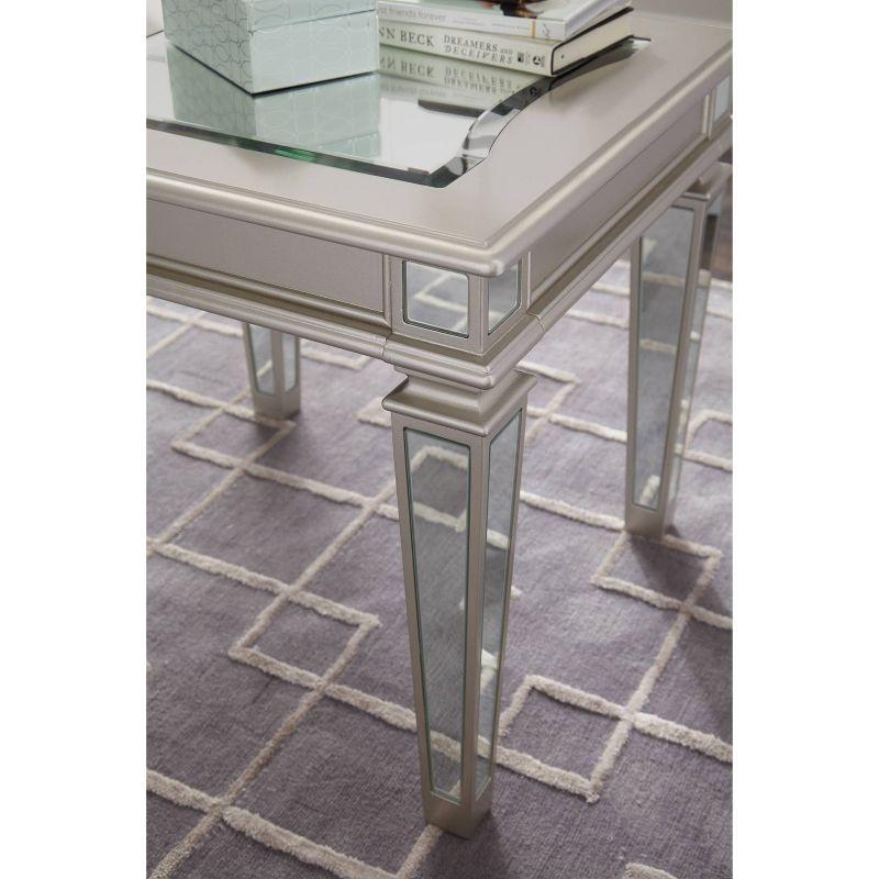 Contemporary Tessani Silver Mirrored End Table