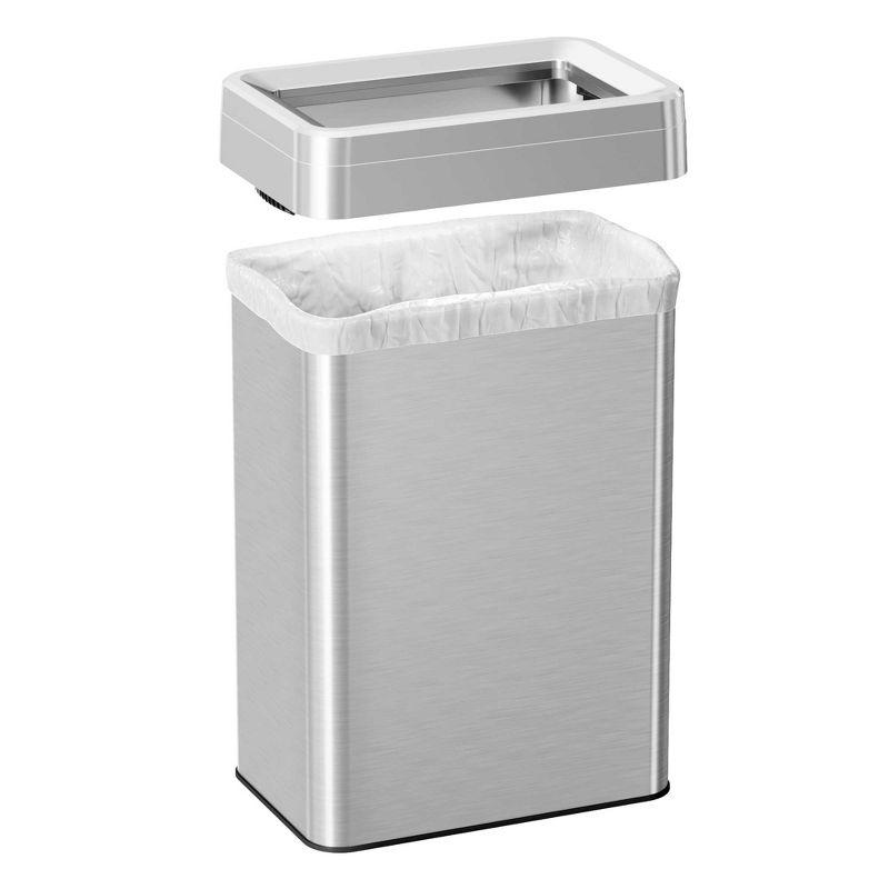 iTouchless Open Top Trash Can with Dual AbsorbX Odor Filters 16 Gallon Silver Stainless Steel