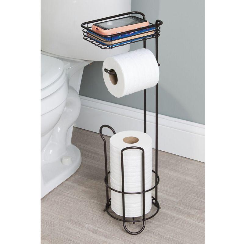 iDesign Classico Free Standing Toilet Paper Holder with Shelf for Bathroom