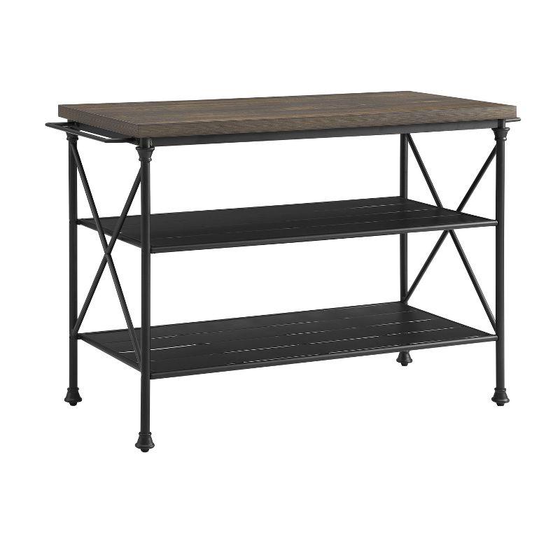 Madeleine 53" Brown and Black Metal Kitchen Island