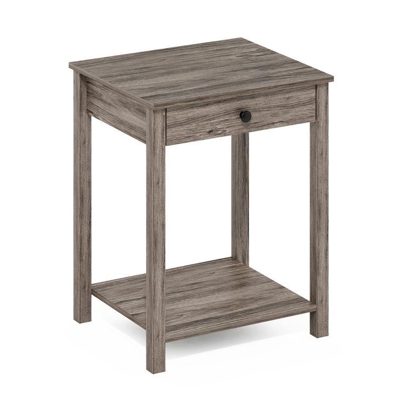 Furinno Mid-Century Sofa Side End Table W/Drawer & Open Storage Shelf,Rustic Oak