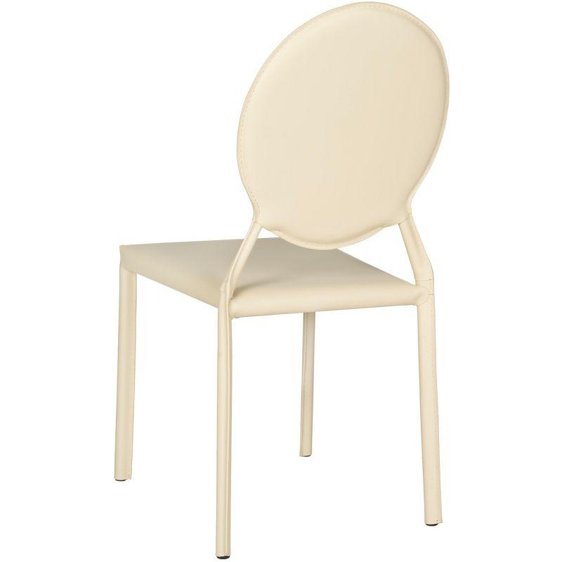 Warner Round Back Leather Side Chair (Set of 2) - FOX2018 - Butter Cream - Safavieh Couture