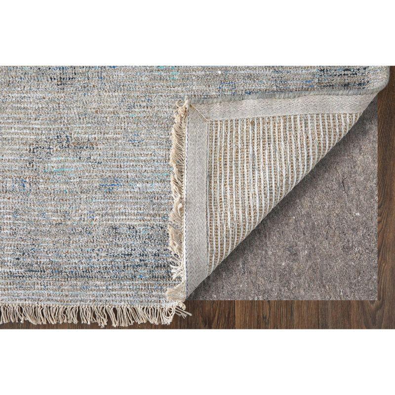 Gray and Blue 10' x 14' Wool Viscose Area Rug